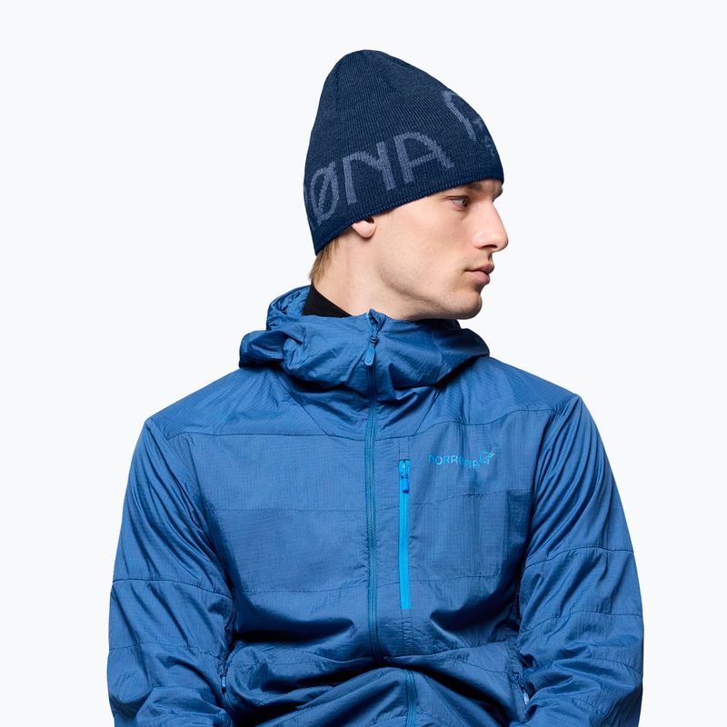 Zimná čiapka NORRONA MerinoUll Logo Beanie indigo night melange 3