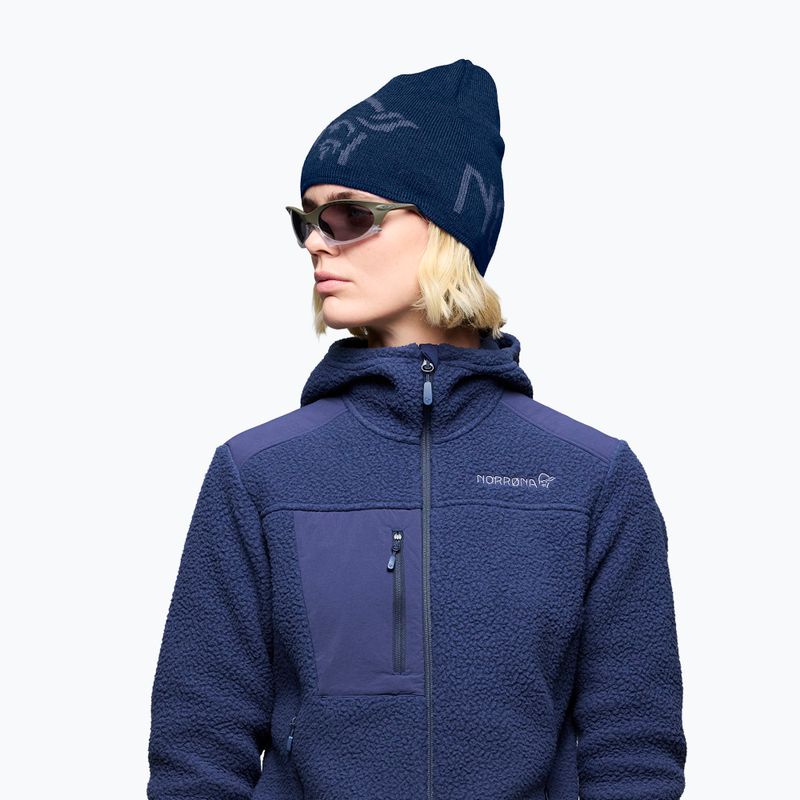 Zimná čiapka NORRONA MerinoUll Logo Beanie indigo night melange 5