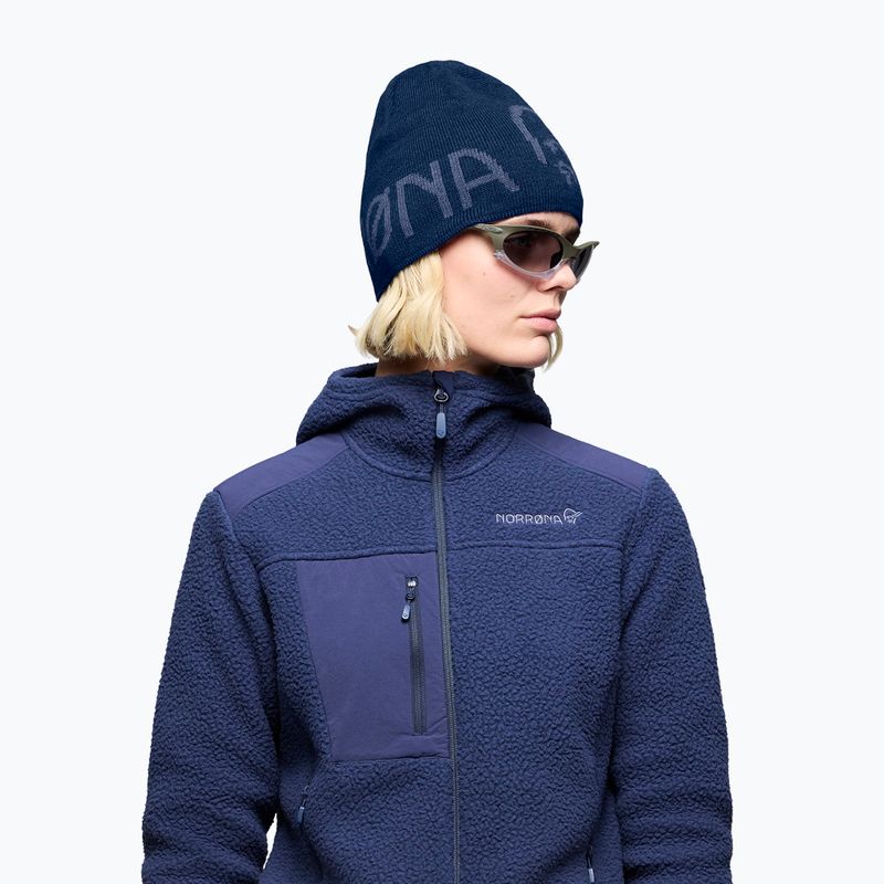 Zimná čiapka NORRONA MerinoUll Logo Beanie indigo night melange 6