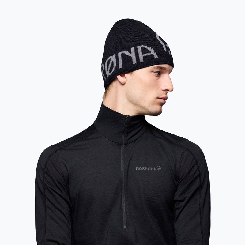 Zimná čiapka NORRONA MerinoUll Logo Beanie caviar melange 4