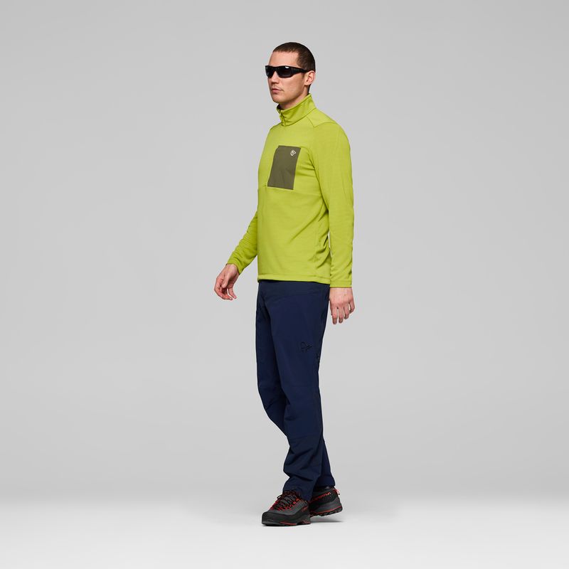 Pánska trekingová mikina NORRONA Femund Warm1 Zip Neck golden lime/olive night 4