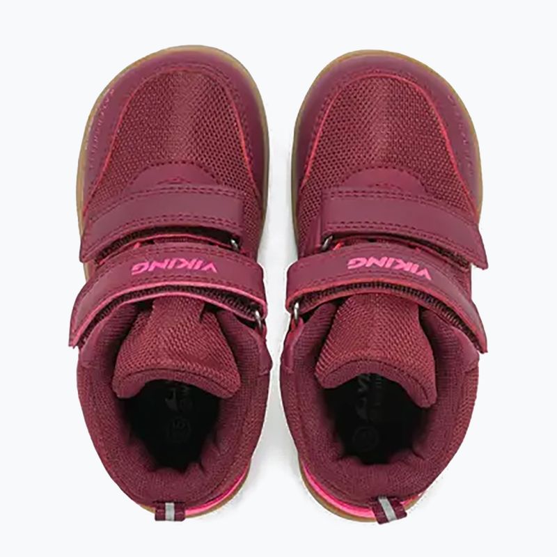 Topánky barefoot detské Viking Footwear Alv Barefoot Mid 2V Waterproof burgundské 13
