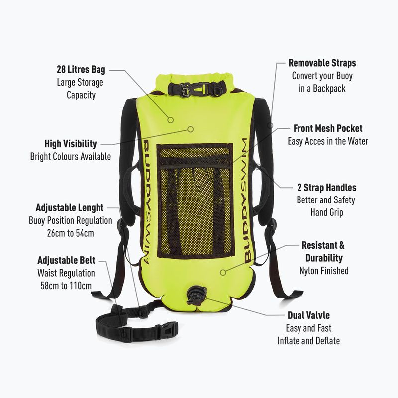 Záchranná bójka BuddySwim Backpack 28 l žltá 2
