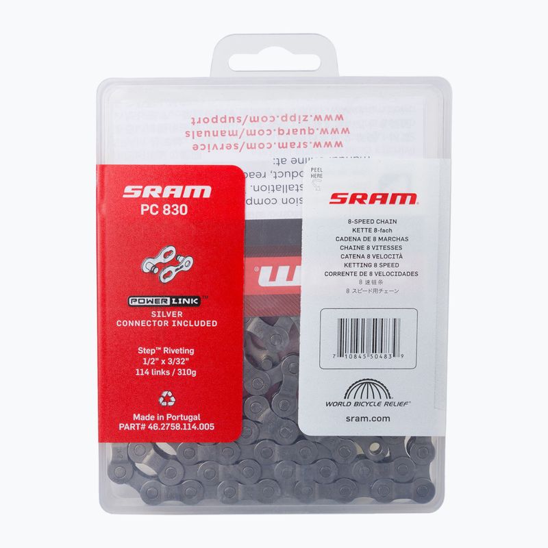 Cyklistická reťaz SRAM 10 CN PC830 W/ PWR šedá 46.2758.114.005 2