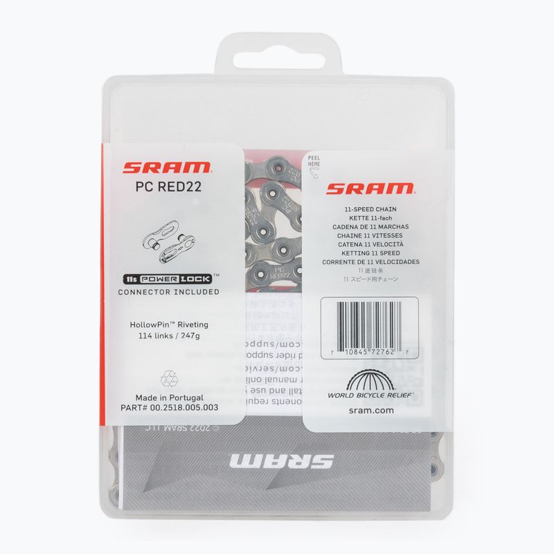 Reťaz na bicykli SRAM CN PCRED22 114LI W/ PWR.LCK 11S 1 šedá .2518.5.3 2