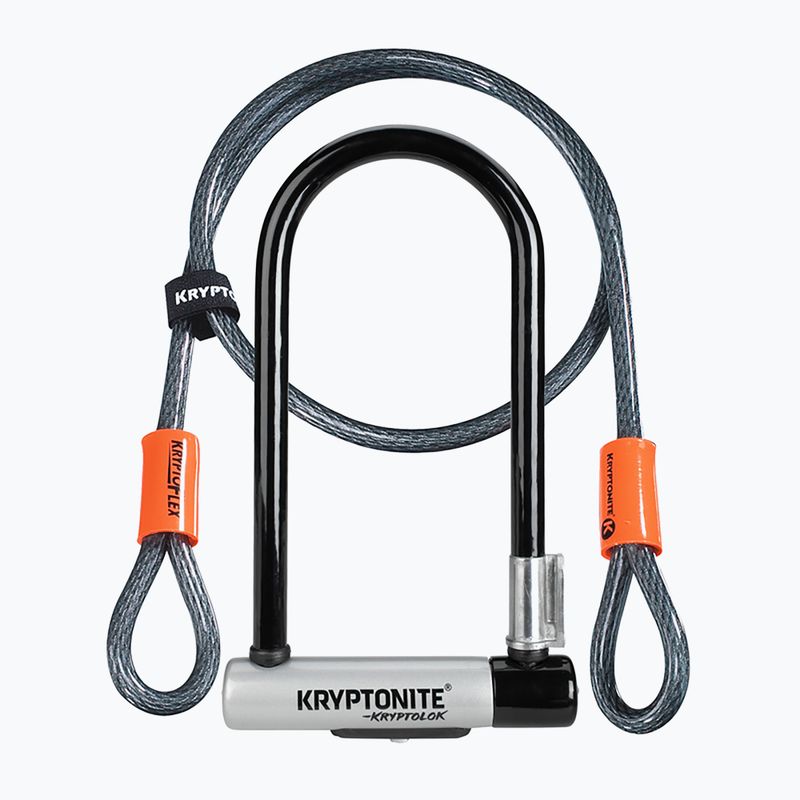 Zámok na bicykel Kryptonite Kryptolok Standard U-Lock + kábel Kryptoflex čierna/sivá