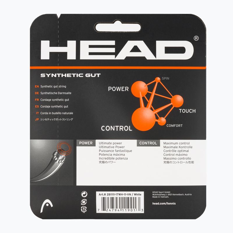 Výplet na tenisovú raketu HEAD Synthetic Gut 12 m white 2
