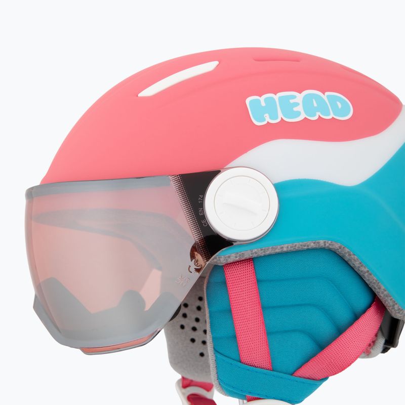Detská lyžiarska prilba HEAD Maja Visor pink/blue/silver red 7