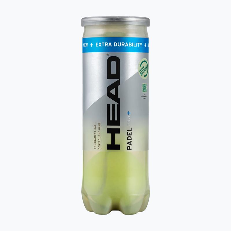 HEAD Padel Pro+ padelové loptičky 3 ks. žlté 2