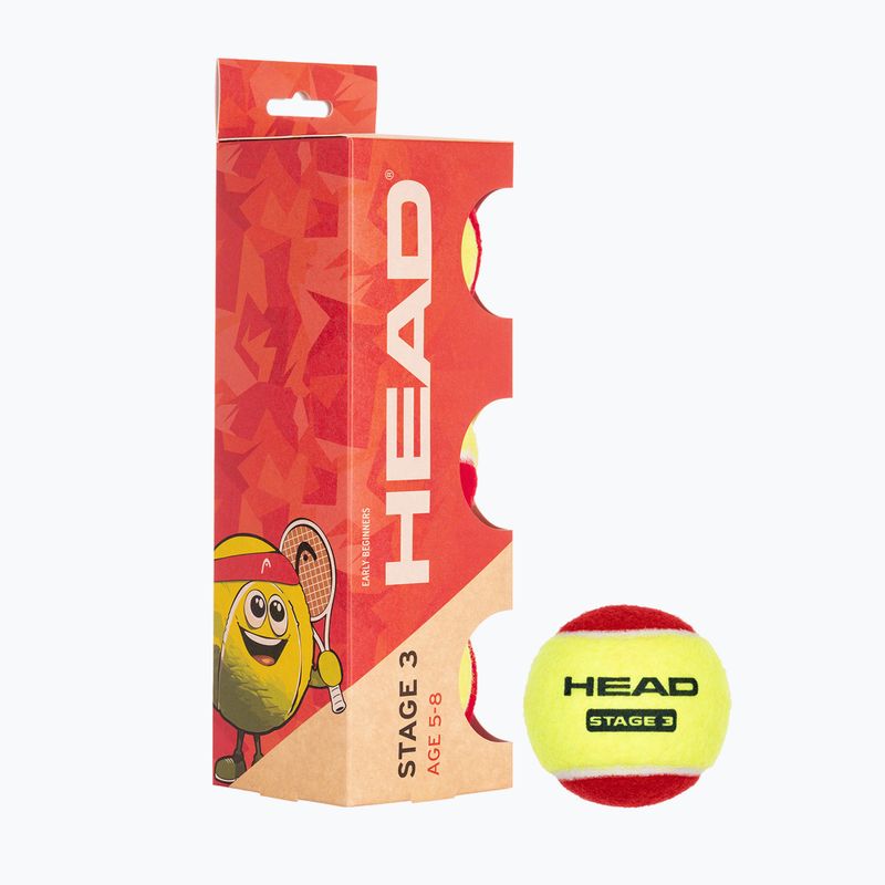 Detské tenisové loptičky HEAD Stage 3 3 ks červené.