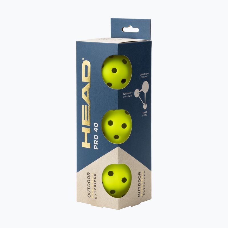 Loptičky na pickleball HEAD 3B Pro 40 3 ks yellow