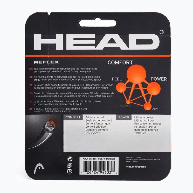 HEAD squash string sq Reflex Squash 10 m black 281256 2