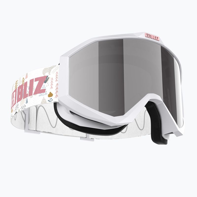 Detské lyžiarske okuliare Bliz Liner Jr white pink logo/pink&silver mirror