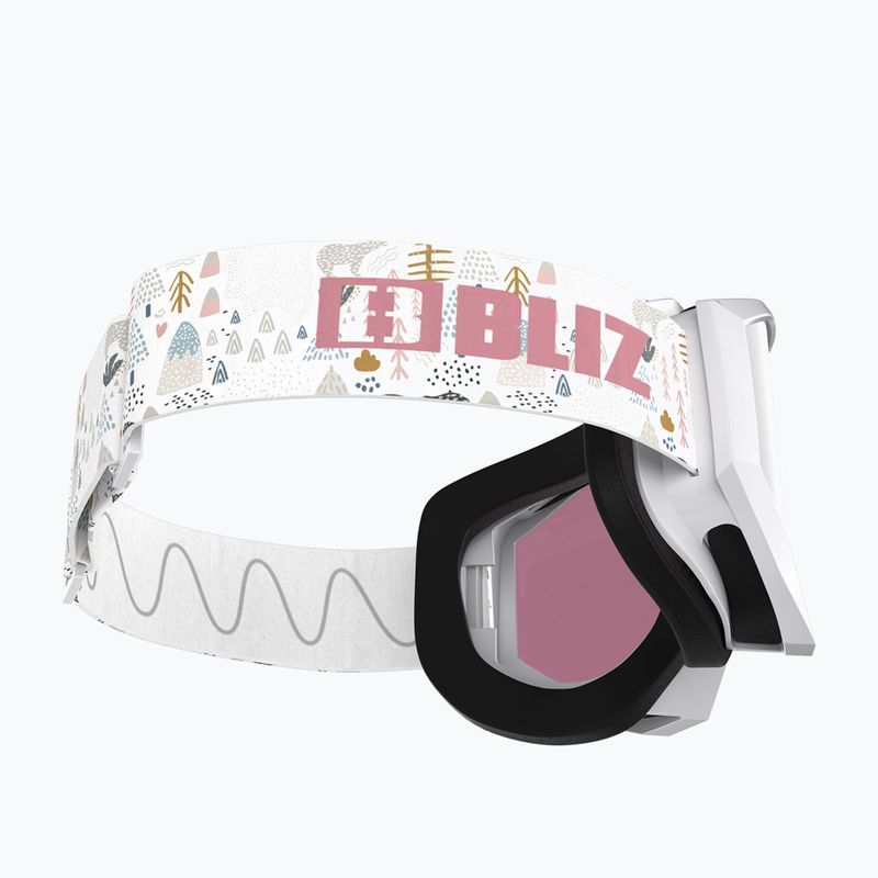 Detské lyžiarske okuliare Bliz Liner Jr white pink logo/pink&silver mirror 5
