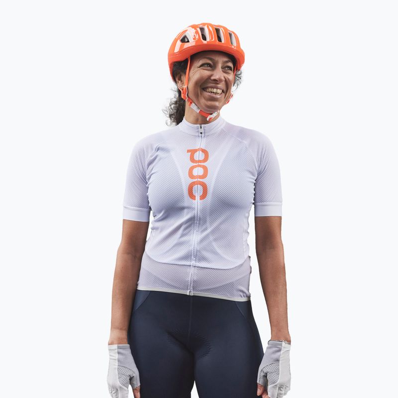 Dámsky cyklistický dres POC Essential Road Logo hydrogen white/granite grey