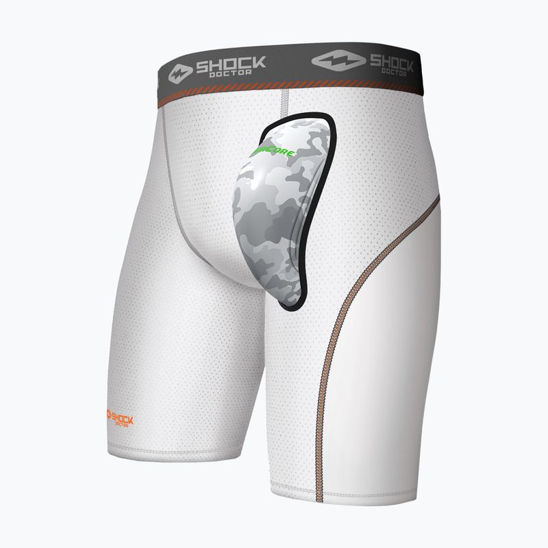 Pánske šortky na bojové športy Shock Doctor AirCore Cup Compression white
