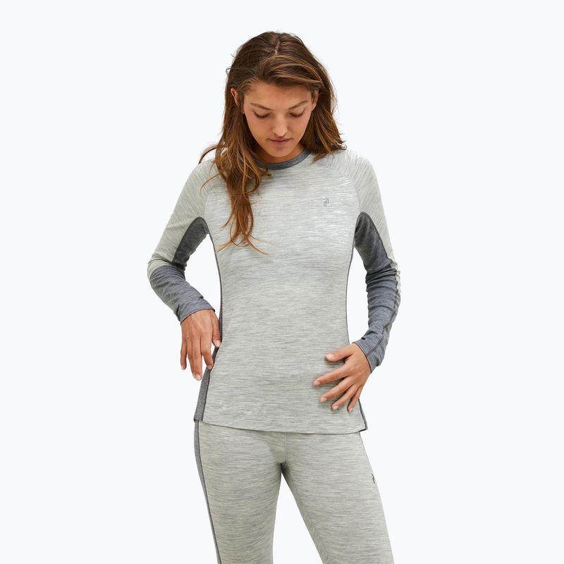 Dámska termoakčná mikina Peak Performance Magic Crew Wool-Blend Baselayer med grey melange