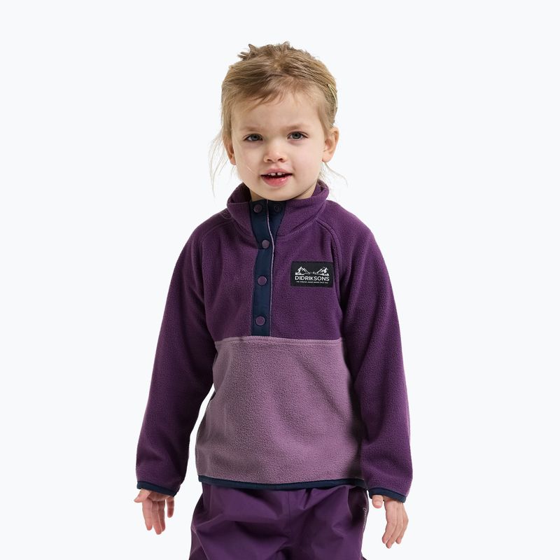 Detská fleecová mikina Didriksons Monte 6 Half Button northern purple 3