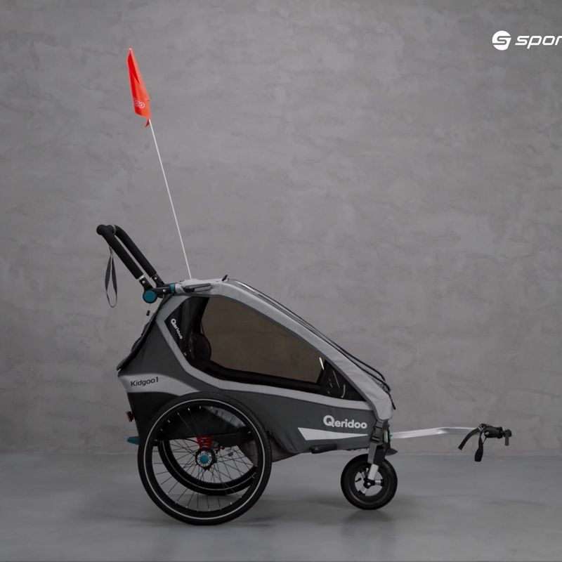 Jednomiestny príves na bicykel Qeridoo Kidgoo1 Sport sivý Q8S-20-G 12