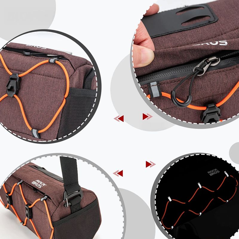 Taška na riadidlá na bicykel Rockbros 30110054 Bike Front Bag 2,2 l brown 3