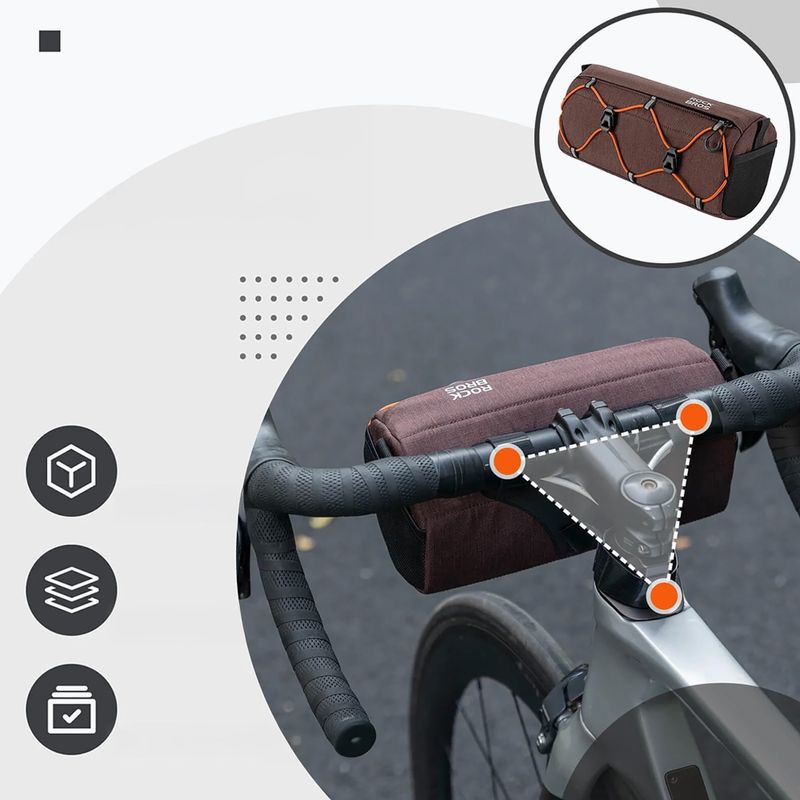 Taška na riadidlá na bicykel Rockbros 30110054 Bike Front Bag 2,2 l brown 4