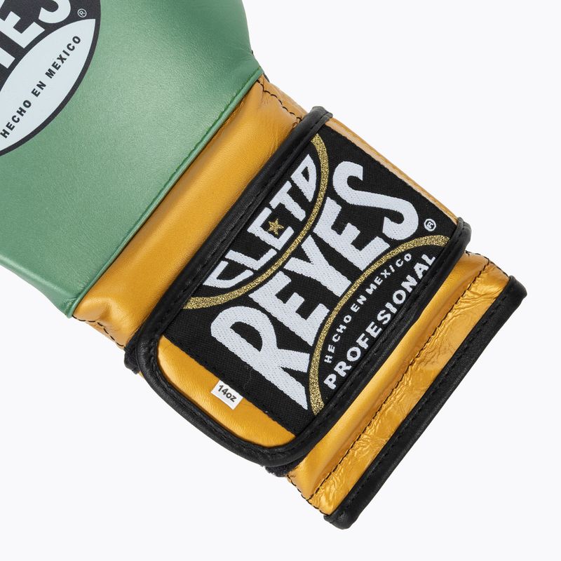 Boxerské rukavice Cleto Reyes Velcro Sparring metalic green/gold wbc 6