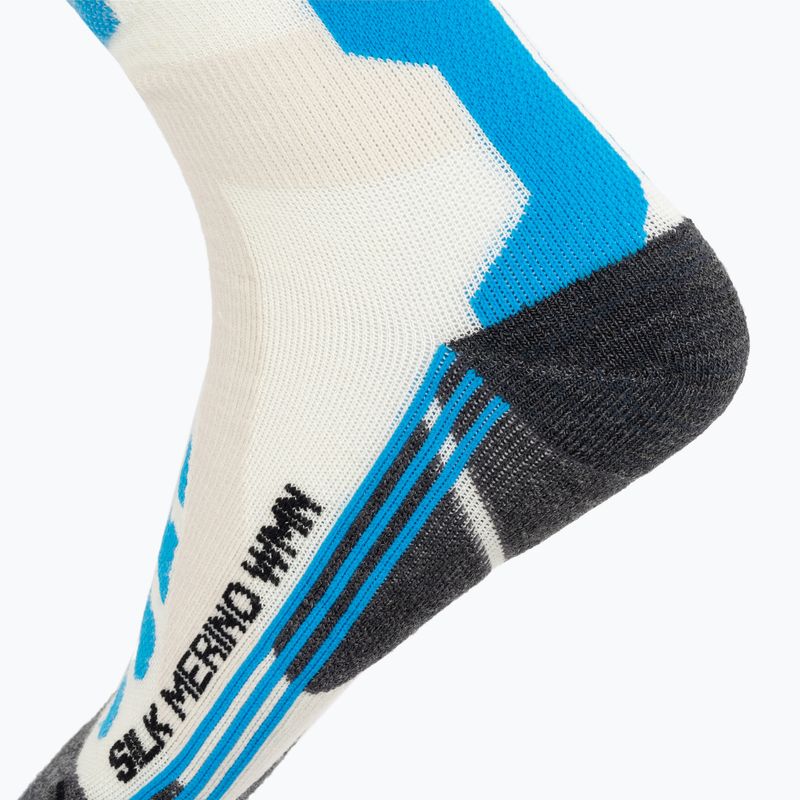 Dámske lyžiarske ponožky X-Socks Ski Silk Merino 4.0 white/black/turquoise 4