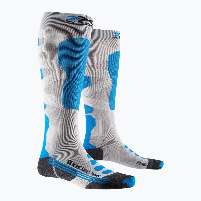 Dámske lyžiarske ponožky X-Socks Ski Silk Merino 4.0 white/black/turquoise 5
