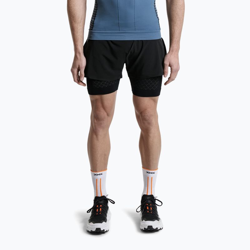 Pánske bežecké šortky X-Bionic Twyce Race 2v1 black/charcoal