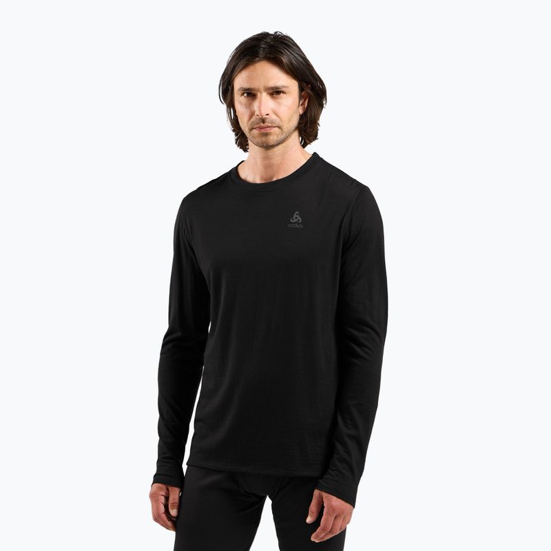 Pánska termoaktívna mikina ODLO Merino 160 Bl Top Crew Neck black