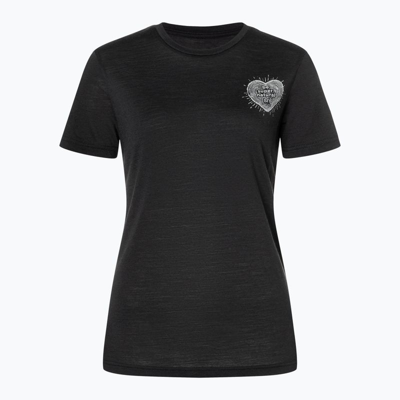 Dámske tričko super.natural Little Heartwood Tee jet black/feather grey 4