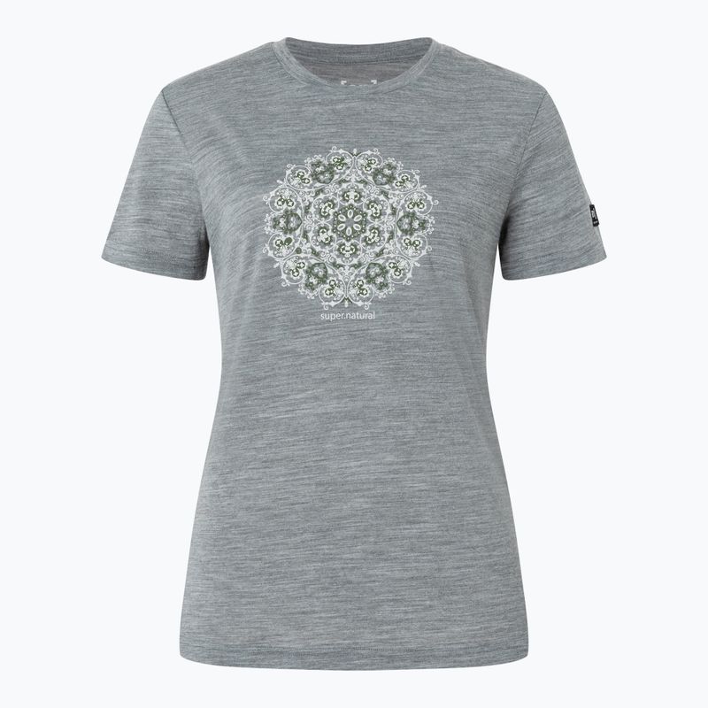 Dámske tričko super.natural Ornament Tee cashmere grey melange/leaf melange/white stone 4