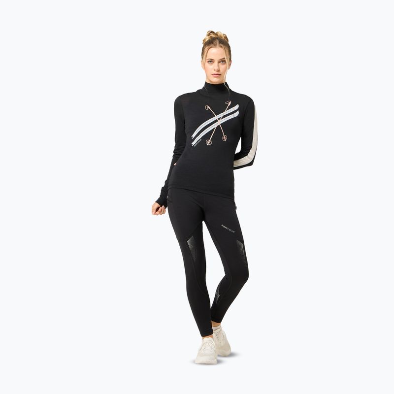 Dámske tričko longsleeve super.natural KryTeeede Col T-Neck Light jet black/white/mountain trail gl/white 2