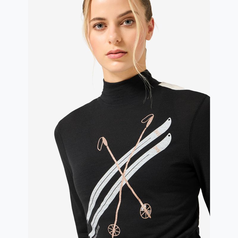 Dámske tričko longsleeve super.natural KryTeeede Col T-Neck Light jet black/white/mountain trail gl/white 3