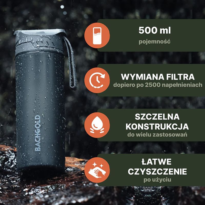 Cestovná fľaša s filtrom Bachgold Selfpress Waterfilter 500 ml brown 4