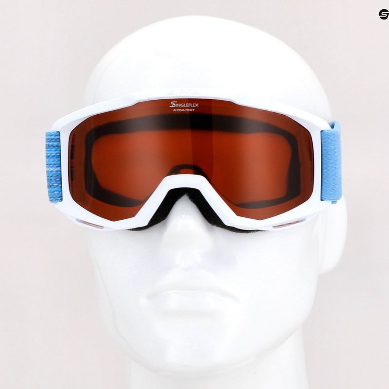 Detské lyžiarske okuliare Alpina Piney white/skyblue matt/orange 10