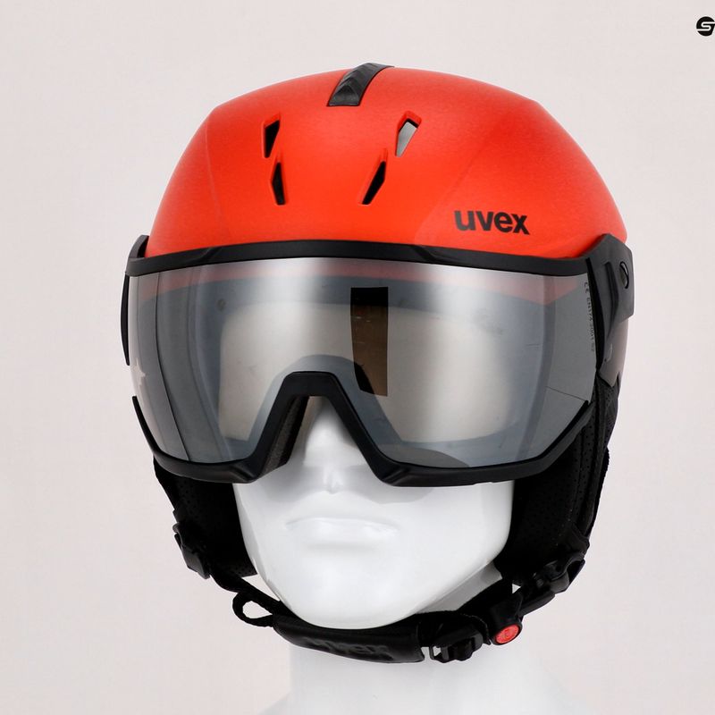 Lyžiarska prilba UVEX Instinct Visor čierno-červená 56/6/26/75 17