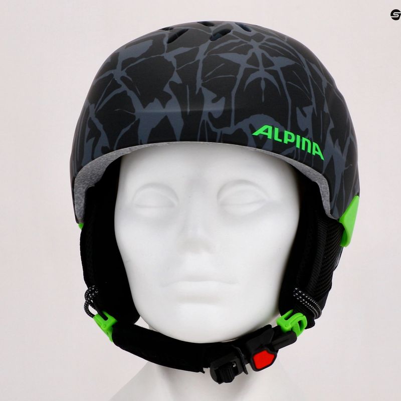 Detské lyžiarske prilby Alpina Pizi black/green camo matt 15