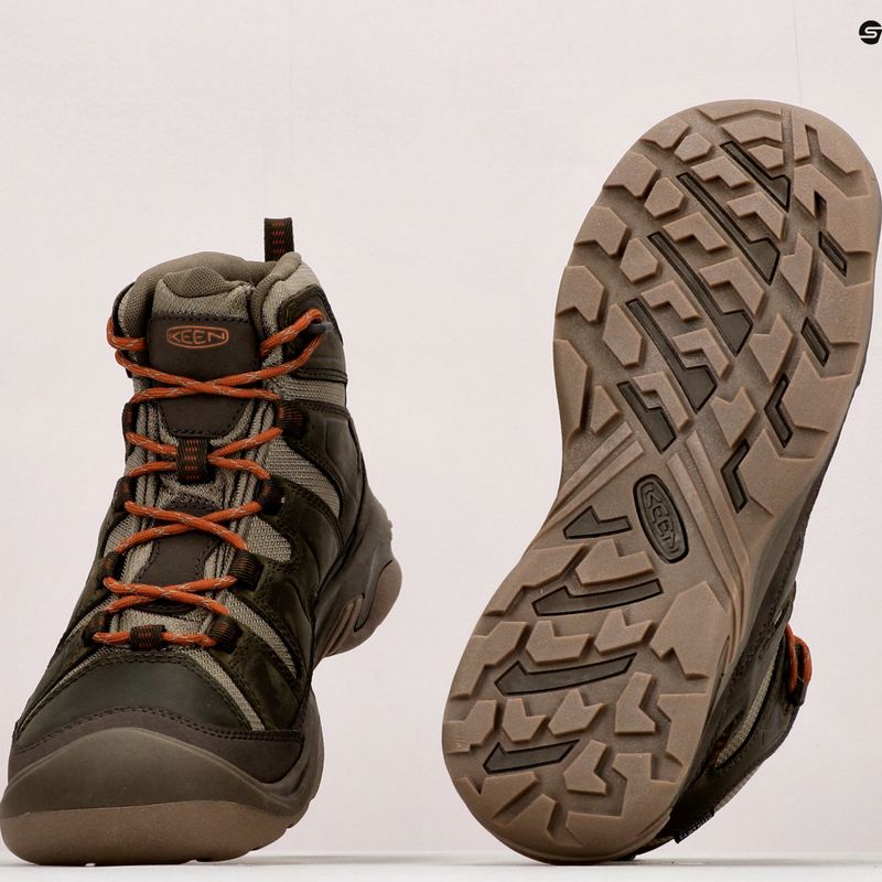 Pánske trekové topánky KEEN Circadia Mid Wp green-brown 1026766 19