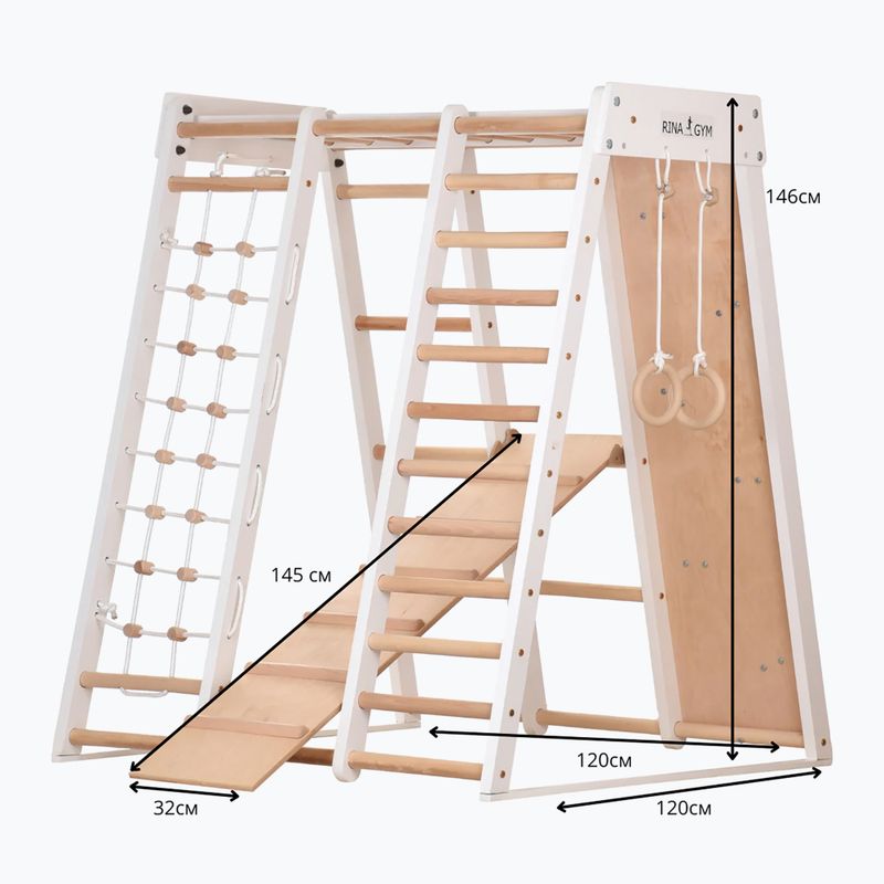 Drevený gymnastický rám RINAGYM 5M-UPNW-SEGH white 7