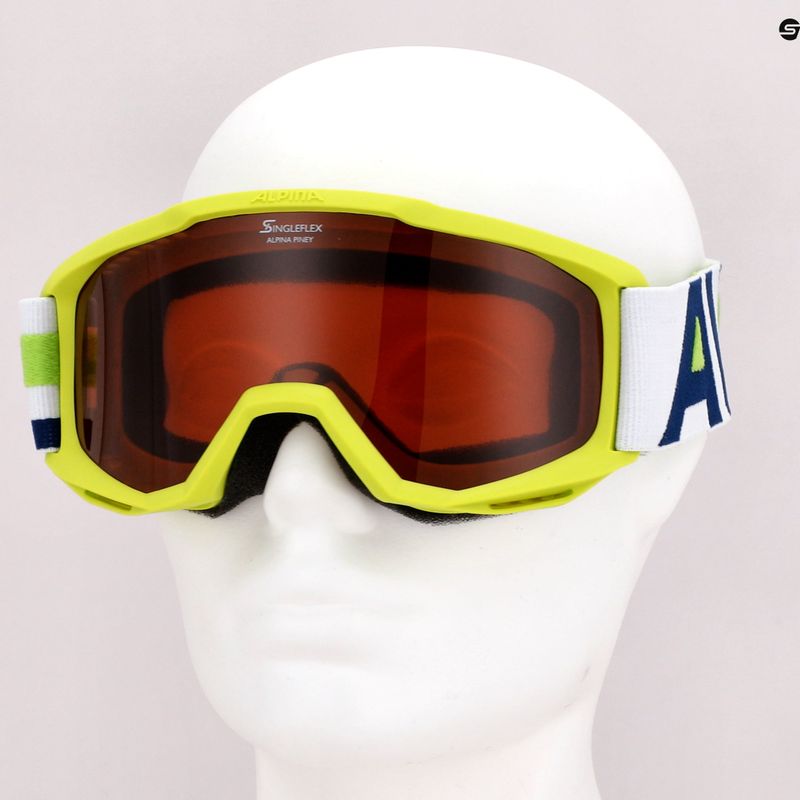 Detské lyžiarske okuliare Alpina Piney lime matt/orange 7
