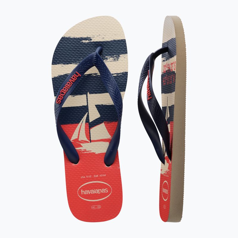 Havaianas Top Nautical žabky béžová slama / námornícka modrá / rubínovo červená 11