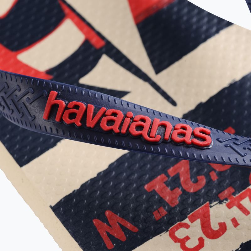 Havaianas Top Nautical žabky béžová slama / námornícka modrá / rubínovo červená 12