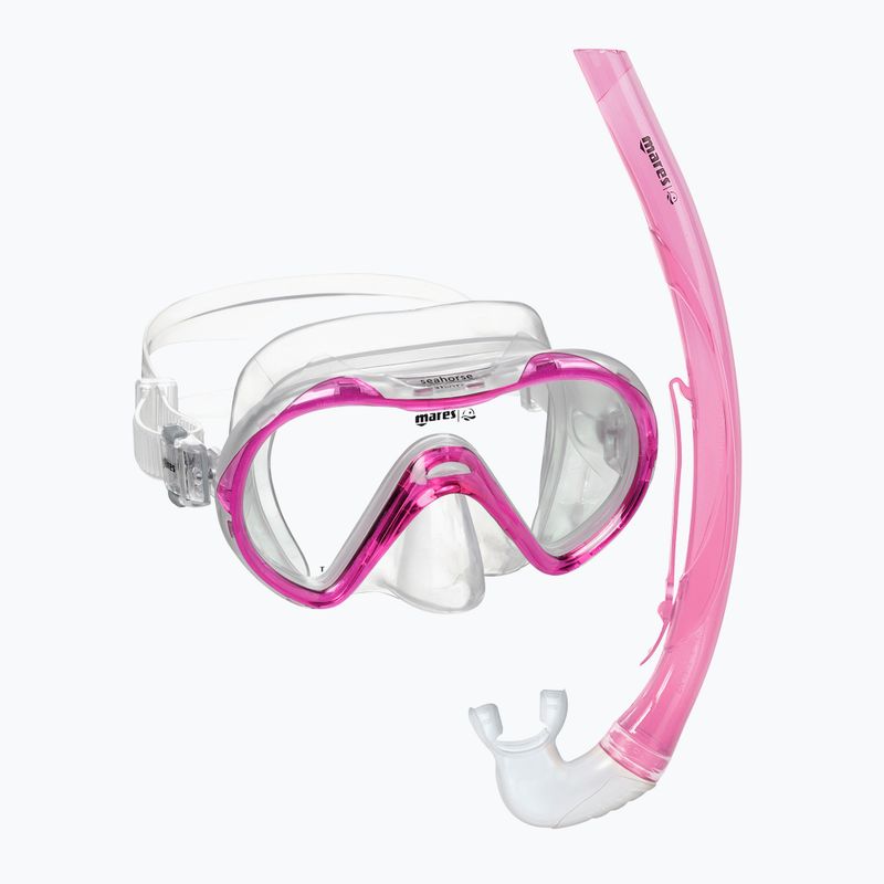 Súprava na šnorchlovanie detská Mares Combo Seahorse pink/clear