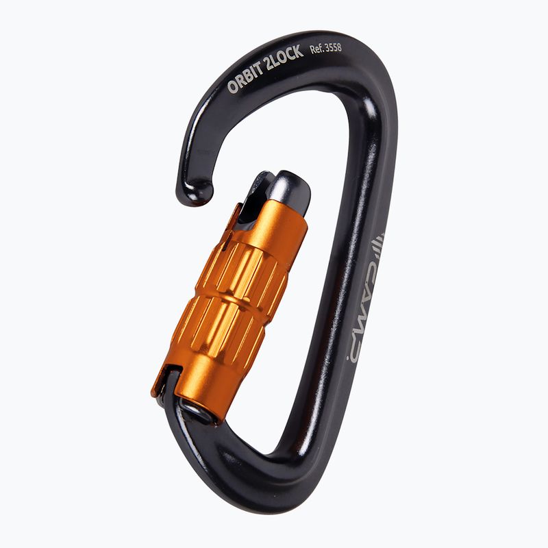 Lezecká karabína CAMP Orbit 2Lock gun metal/orange 2