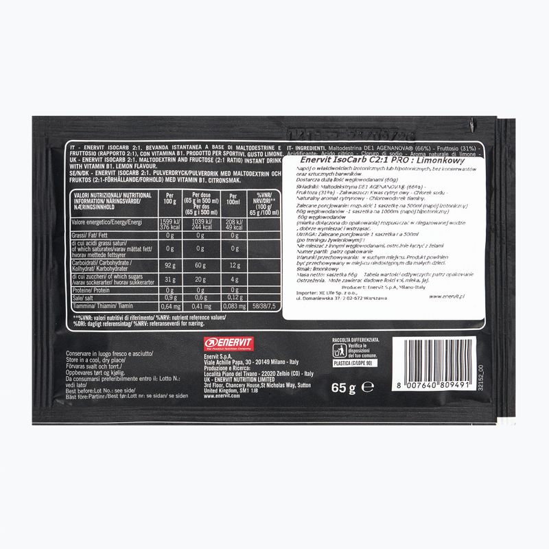 Izotonickýnápoj Enervit C2:1 Isocarb 65 g mild lemon 2