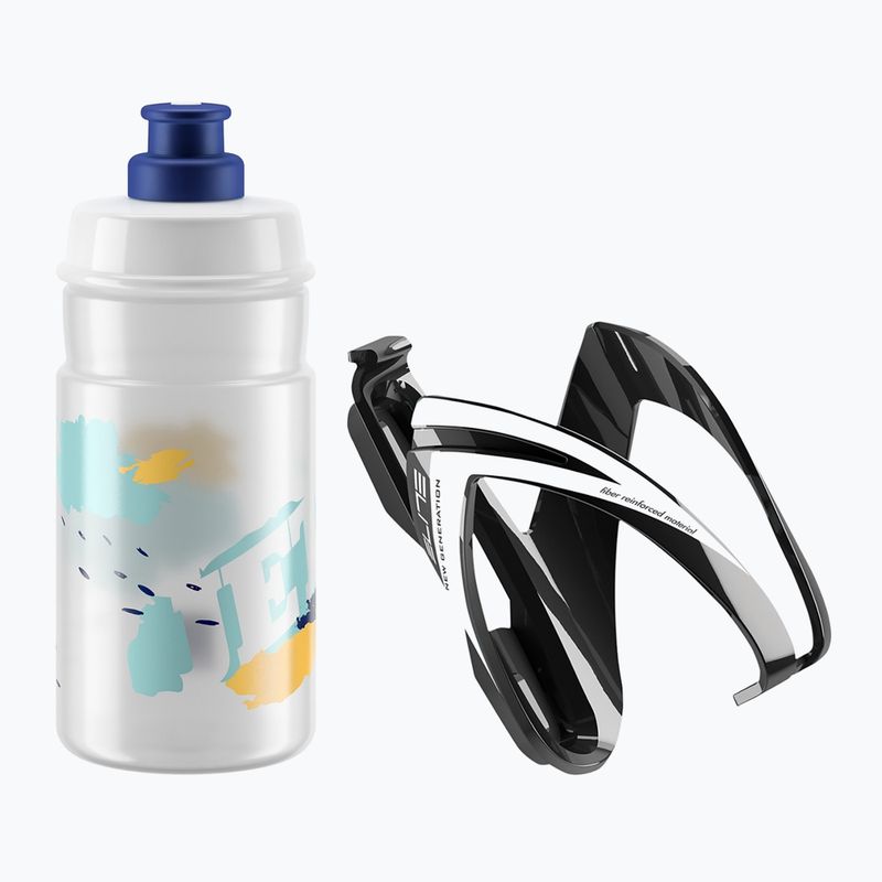 Elite CEO Jet bike kit držiak + košík 350ml black glossy/white graphics/clear/logo blue