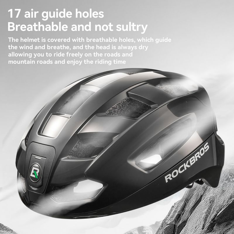 Cyklistická prilba Rockbros 100036001 With Remote Control and Warning Light black 2