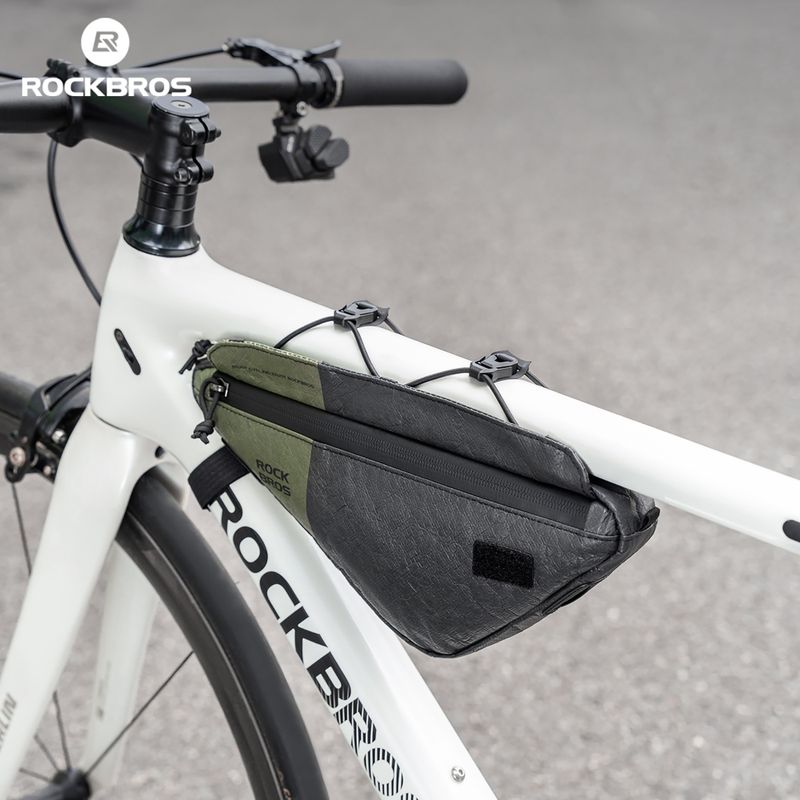 Brašna na rám bicykla Rockbros 30180033001 Eco-Friendly 2in1Bike Frame Bag with Shoulder Strap black/green 2