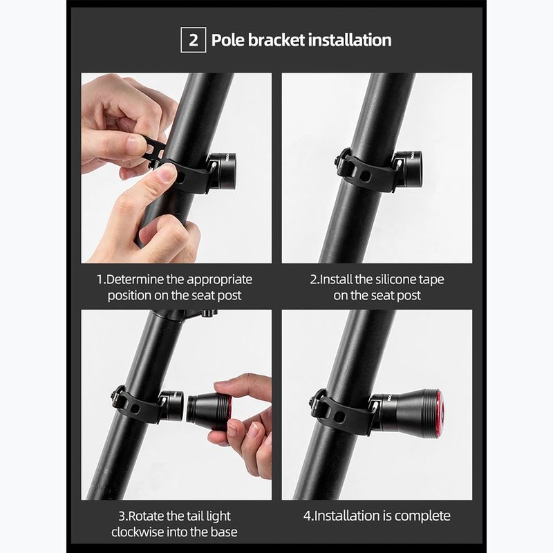 Zadné svetlo na bicykel Rockbros TL907Q50 Taillight 60 Lumen black 6